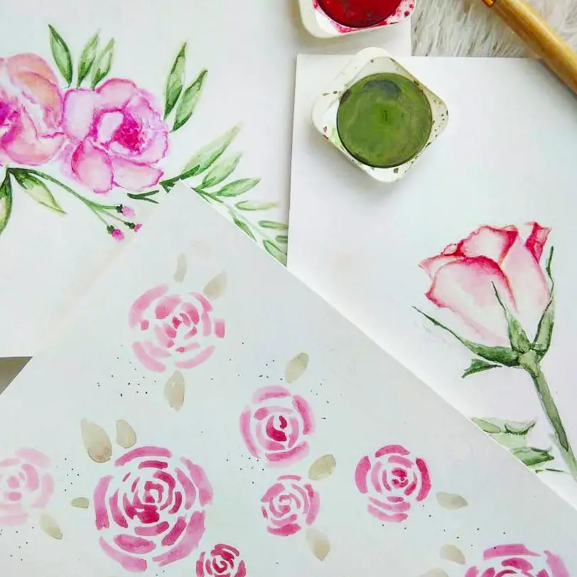 Как нарисовать розы с помощью акварели? Три простые техники